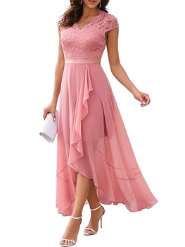 Элегантное платье-качели в стиле Пэчворк для Гостей Свадьбы, Кружевное Длинное платье без рукавов с ноткой изысканности