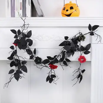 Элегантный черный ротанг для декора Хэллоуина, декоративный черный ротанг для украшения вечеринок, реалистичный черный ротанг для Хэллоуина, поделки своими руками