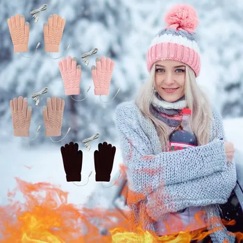 Электрические нагревательные перчатки USB, женские теплые перчатки для обогрева рук, портативные мягкие зимние варежки с постоянной температурой, пригодные для носки перчатки