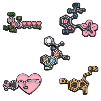 Эмалевые булавки молекулярной структуры, креативные броши с символом химического элемента, значки на лацкане сумки, Ювелирный подарок для студентов и друзей