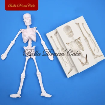 ​3D Хэллоуин Череп Скелет Силиконовая форма для Помадки Шоколадная форма Инструменты для украшения торта Модель из глины 