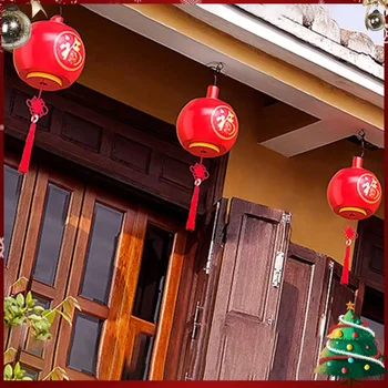 Красный фонарь с кисточками в виде китайского узла Китайский Новогодний Фонарь E27 Весенний Фестиваль Уличный Кулон Китайский Традиционный Домашний декор