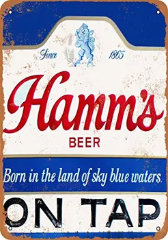 Металлическая вывеска - Пиво Hamm's на разлив - Винтажный вид