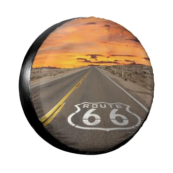 Чехол для запасного колеса с принтом Highway Route 66 для Jeep, защита от непогоды, Универсальные автомобильные Защитные диски, Аксессуары